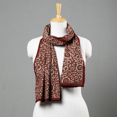 Brown - Bagru Block Printed Tagai Work Cotton Stole