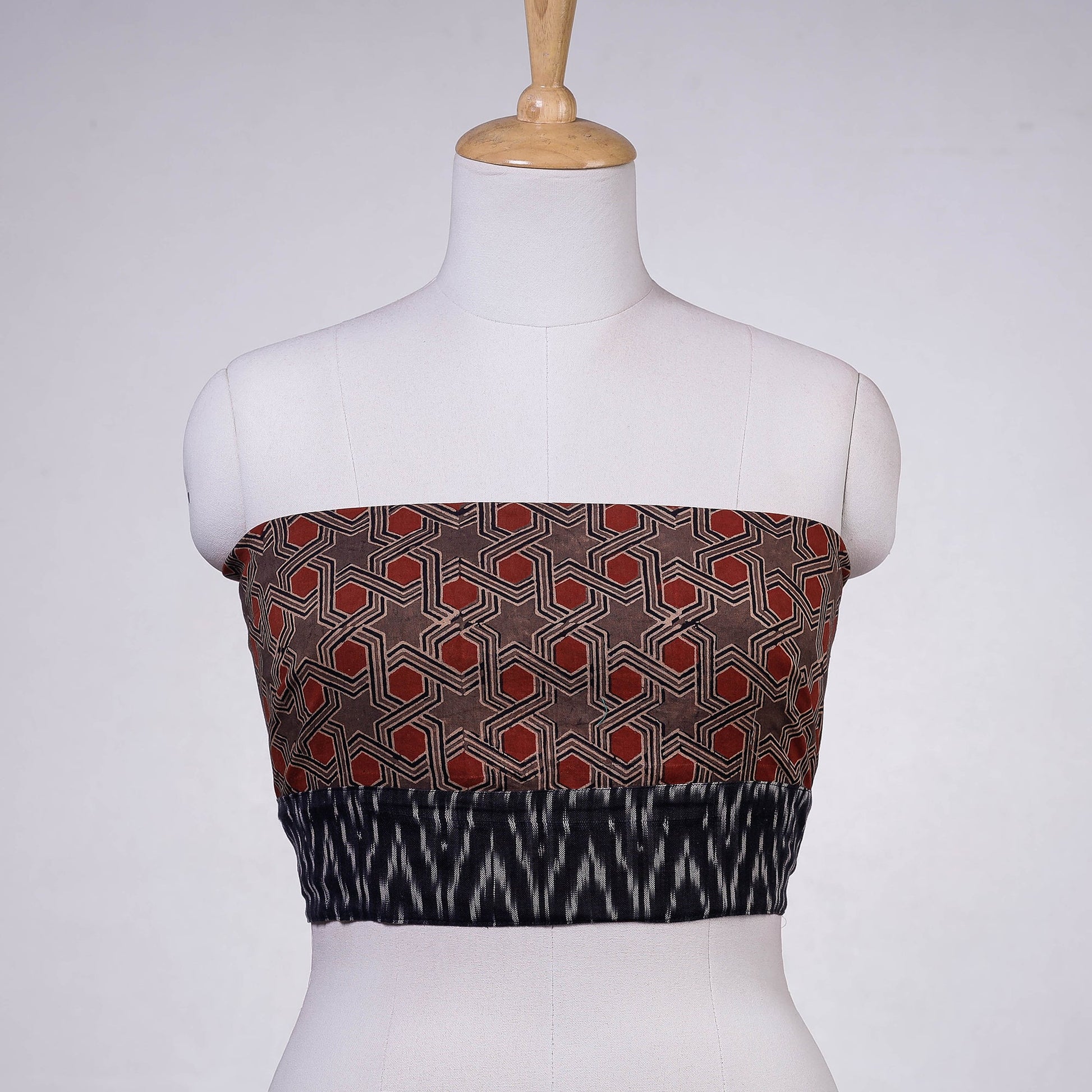 Brown - Rangoli Ajrakh Block Printing Cotton Blouse Piece