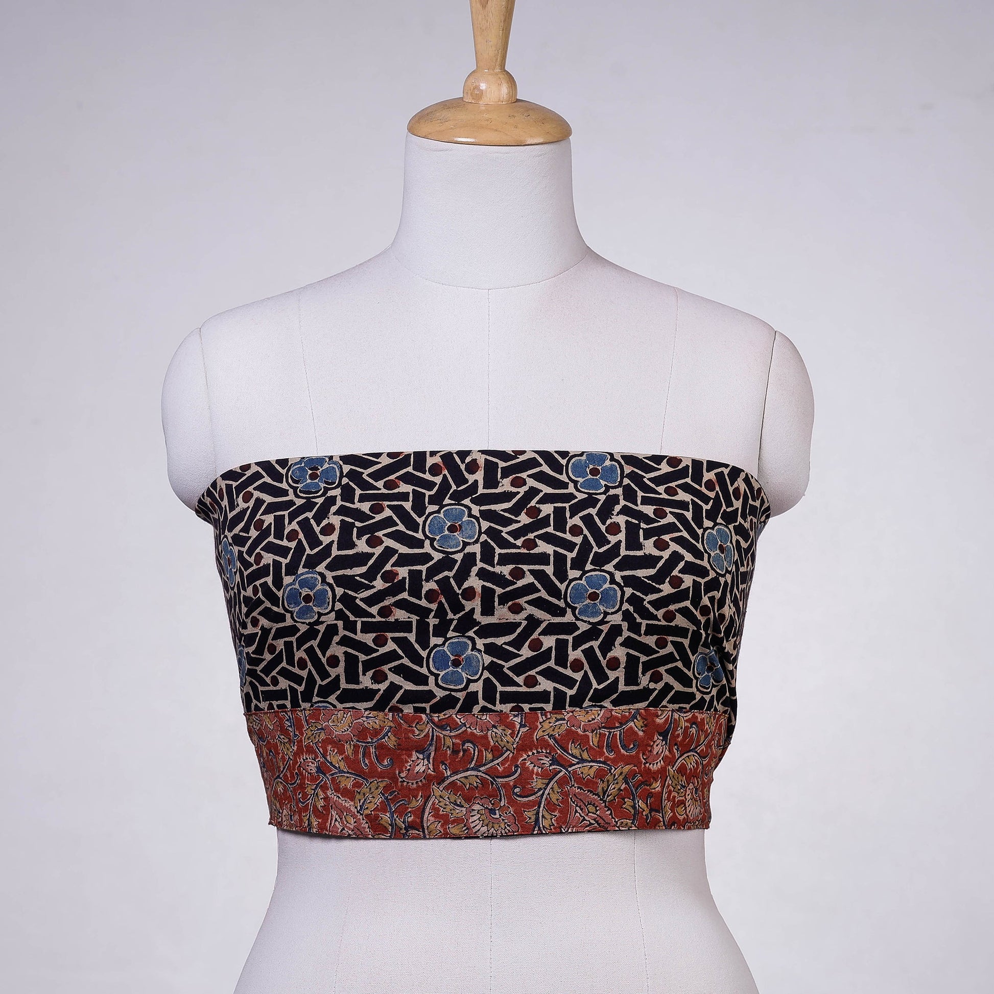 Black - Rangoli Ajrakh Block Printing Cotton Blouse Piece