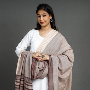 Brown - Kutch Bhujodi Handloom Fine Cotton Dupatta with Tassels