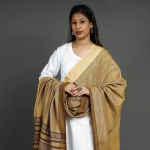 Brown - Kutch Bhujodi Handloom Fine Cotton Dupatta with Tassels