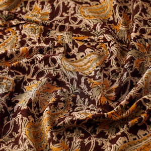 Black - Pedana Kalamkari Block Printed Cotton Fabric