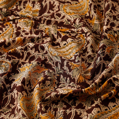 Black - Pedana Kalamkari Block Printed Cotton Fabric