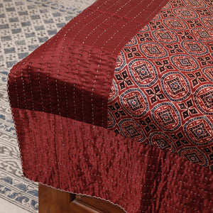 Brown - Reversible Ajrakh Patch & Tagai Work Mashru Silk Single Bed Cover / Quilt (90 x 59 in)