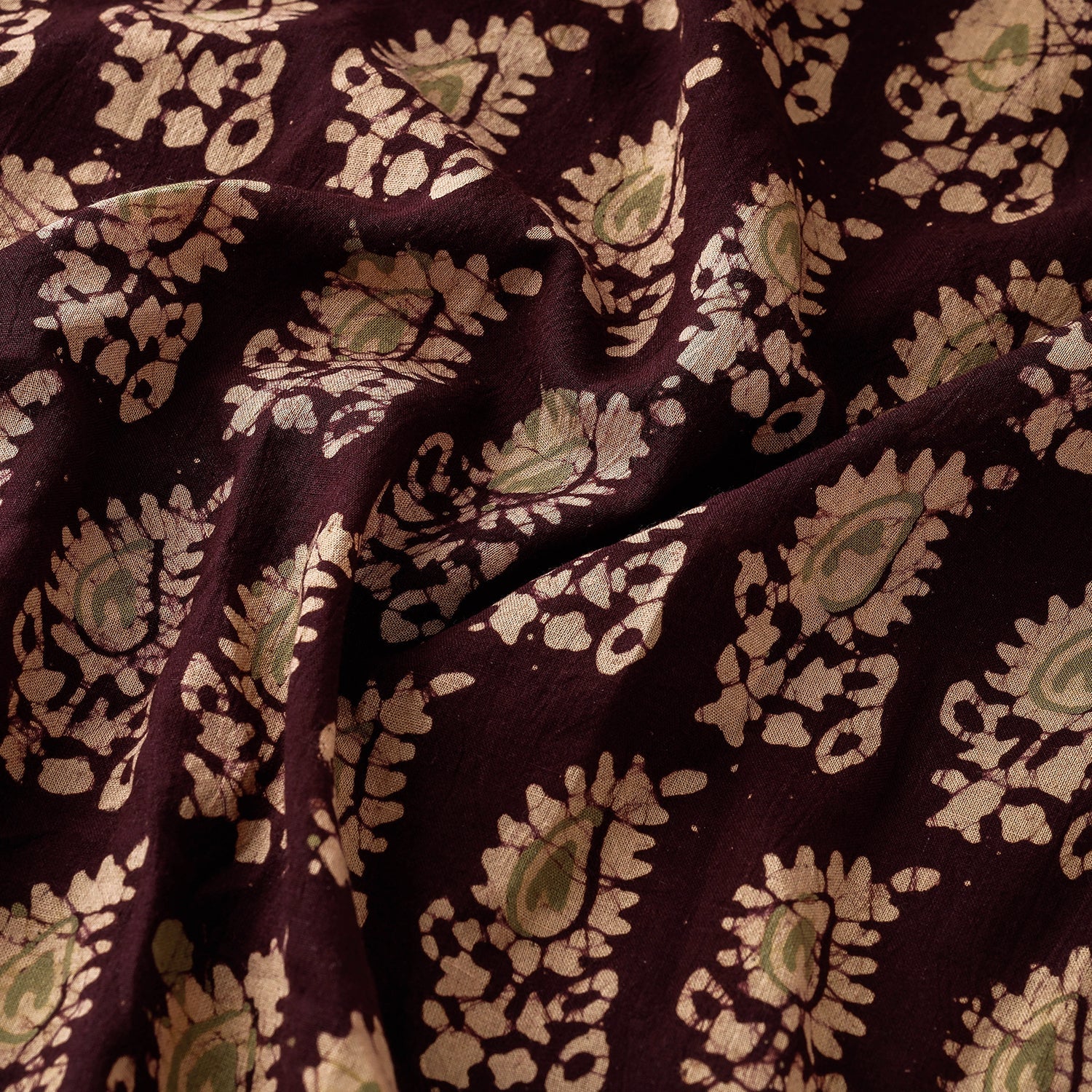 Brown - Hand Printed Cotton Batik Fabric