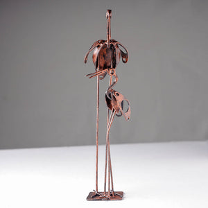 Bird Crane Mother & Child - Handmade Recycled Metal Sculpture by Debabrata Ruidas