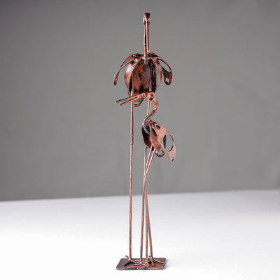 Bird Crane Mother & Child - Handmade Recycled Metal Sculpture by Debabrata Ruidas
