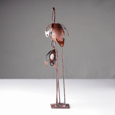 Bird Crane Mother & Child - Handmade Recycled Metal Sculpture by Debabrata Ruidas