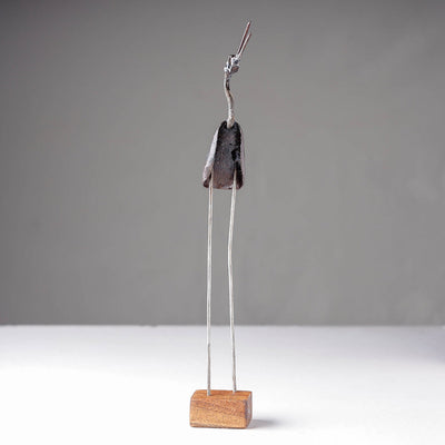 Bird Crane - Handmade Recycled Metal Sculpture by Debabrata Ruidas