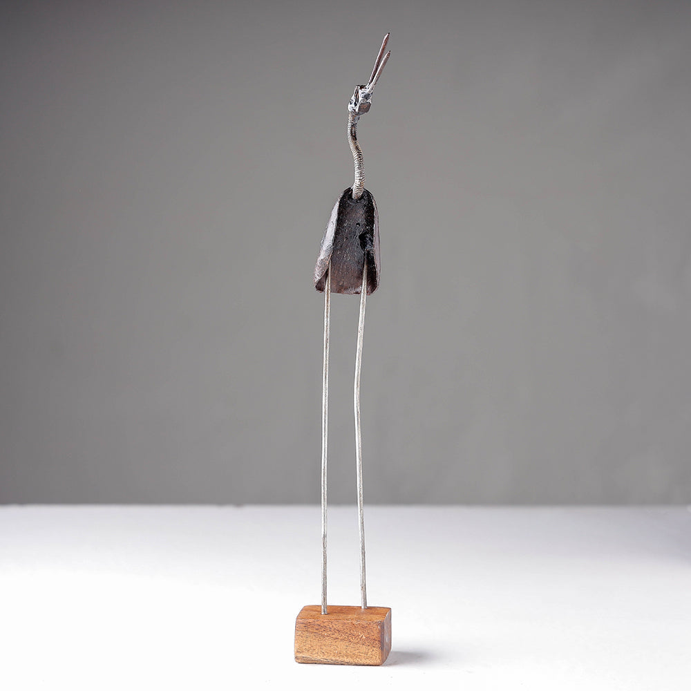 Bird Crane - Handmade Recycled Metal Sculpture by Debabrata Ruidas