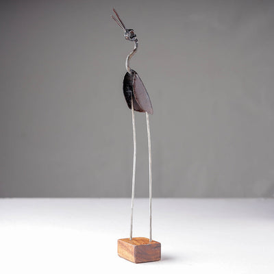 Bird Crane - Handmade Recycled Metal Sculpture by Debabrata Ruidas