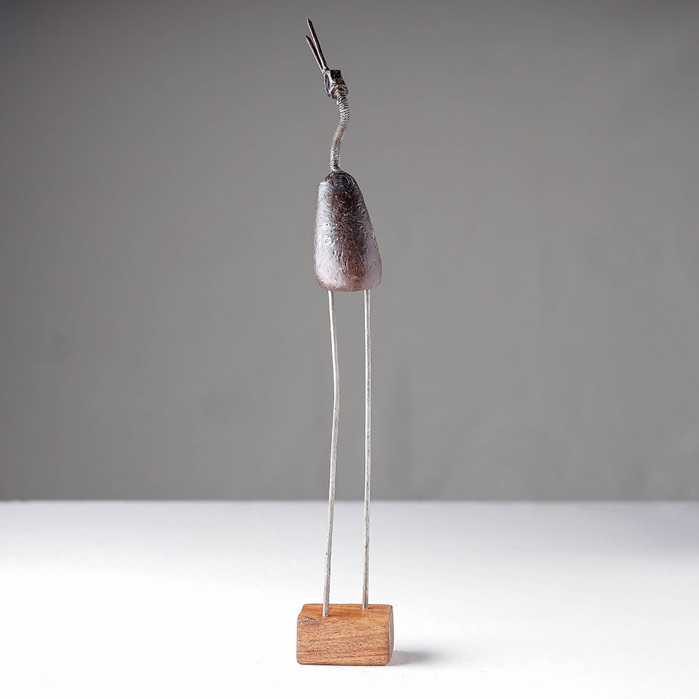 Bird Crane - Handmade Recycled Metal Sculpture by Debabrata Ruidas