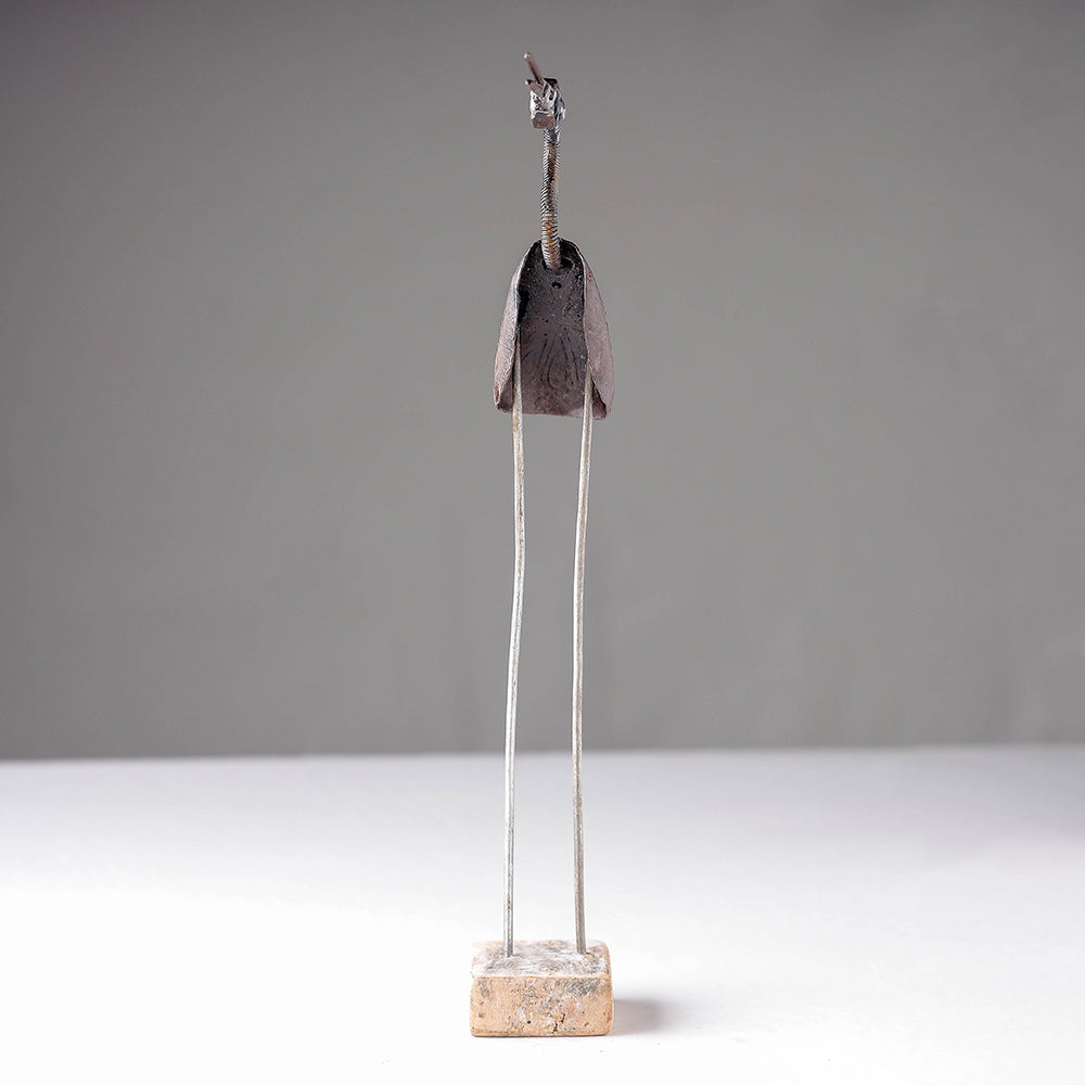 Bird Crane - Handmade Recycled Metal Sculpture by Debabrata Ruidas