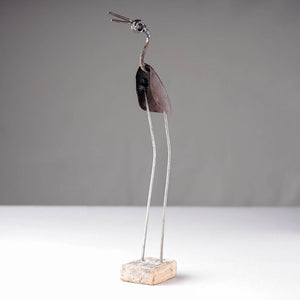 Bird Crane - Handmade Recycled Metal Sculpture by Debabrata Ruidas