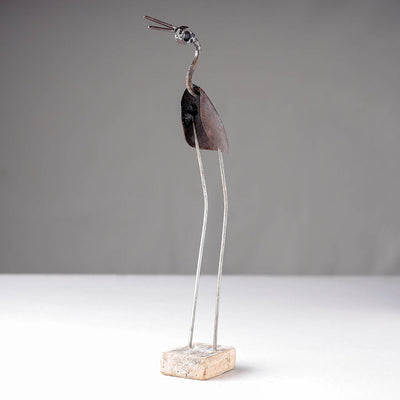 Bird Crane - Handmade Recycled Metal Sculpture by Debabrata Ruidas