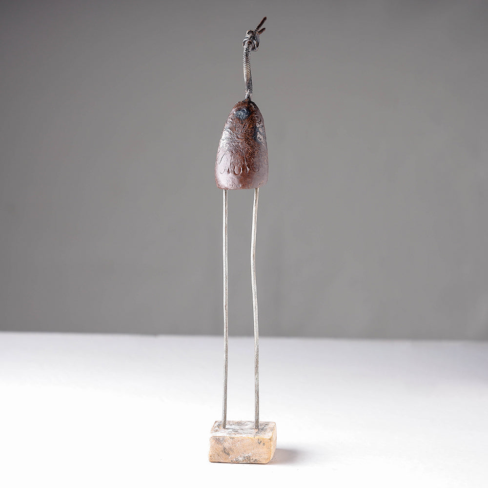 Bird Crane - Handmade Recycled Metal Sculpture by Debabrata Ruidas