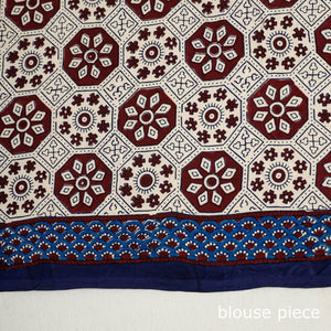 Blue - Bandhani Block Printed Ajrakh Modal Silk Saree
