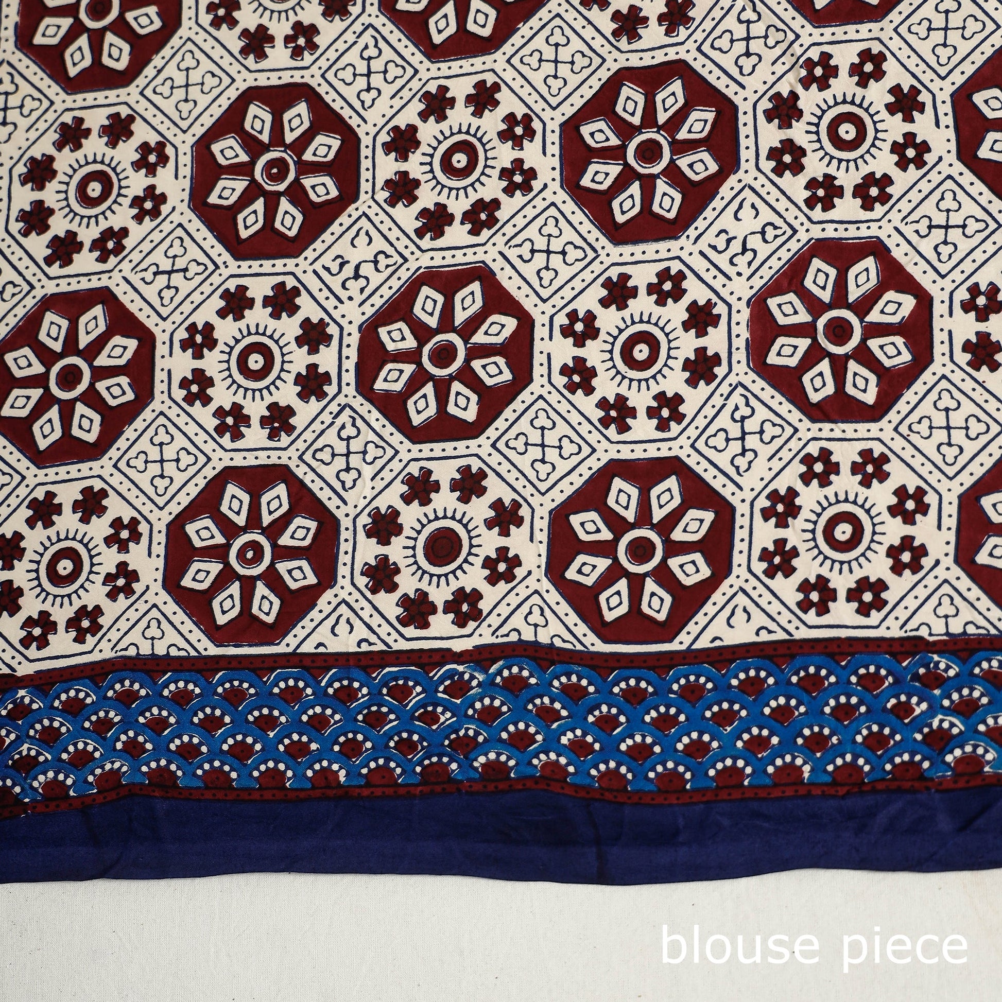 Blue - Bandhani Block Printed Ajrakh Modal Silk Saree