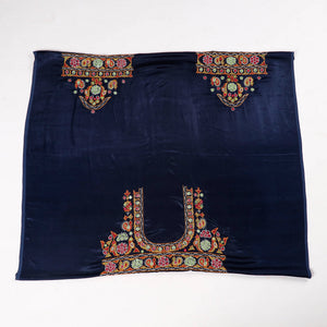 Blue - Ahir Hand Embroidery Kutch Mirror Work Mashru Silk Blouse Piece