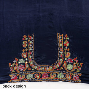 Blue - Ahir Hand Embroidery Kutch Mirror Work Mashru Silk Blouse Piece