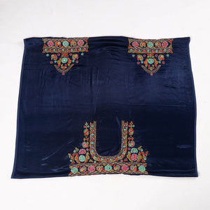 Blue - Ahir Hand Embroidery Kutch Mirror Work Mashru Silk Blouse Piece