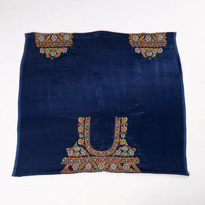 Blue - Ahir Hand Embroidery Kutch Mirror Work Mashru Silk Blouse Piece