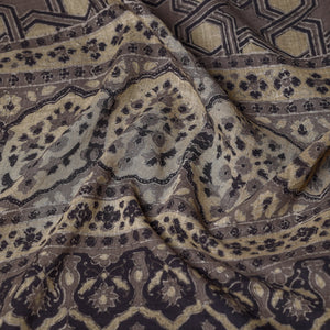 Brown - Ajrakh Block Printed Mul Cotton Stole With Tassels