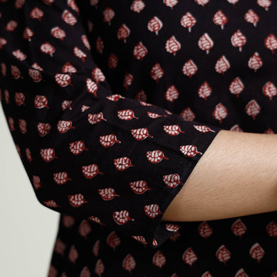 Black - Block Print Cotton Straight Bagh Kurta
