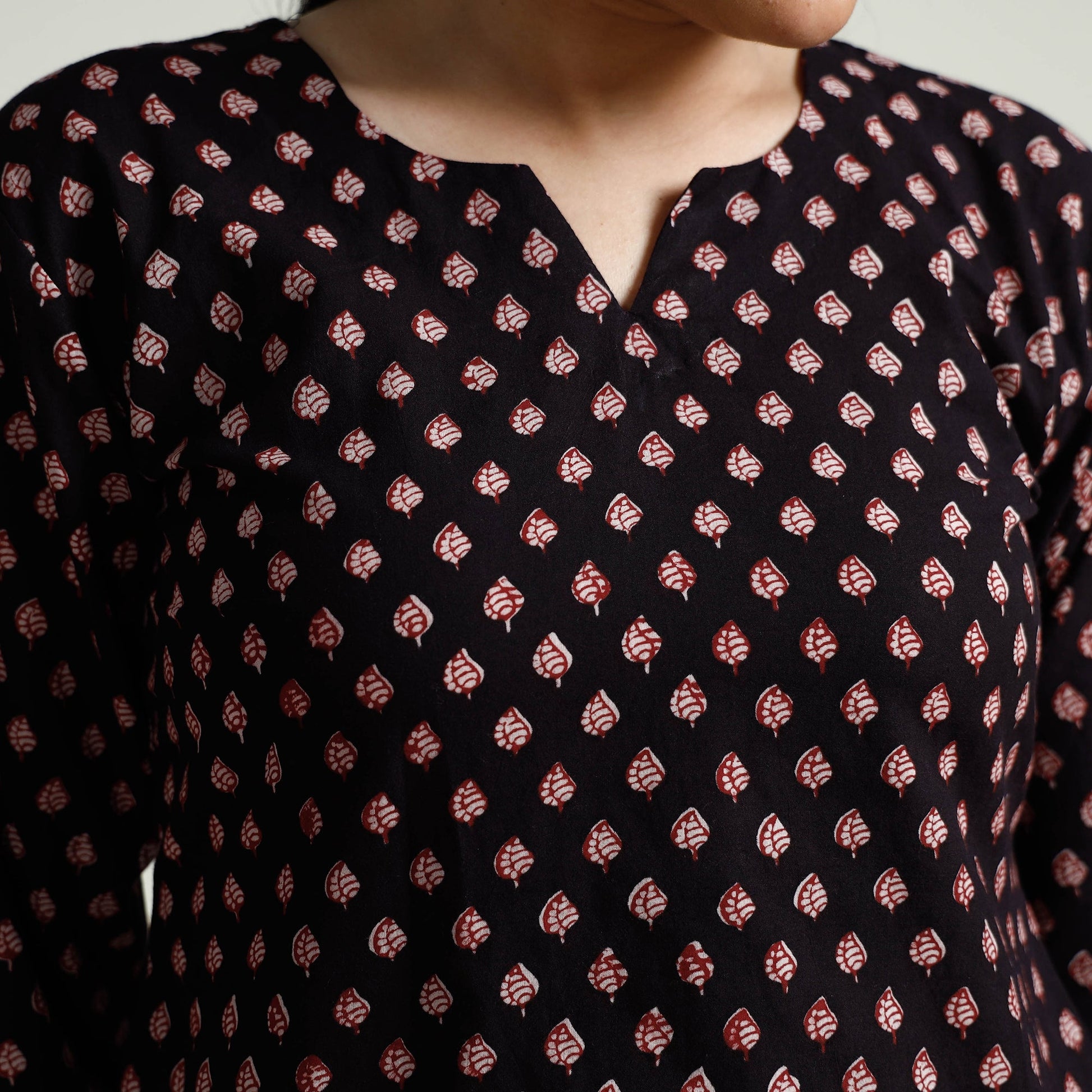 Black - Block Print Cotton Straight Bagh Kurta