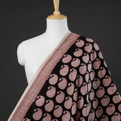 Black - Bagh Block Printed Natural Dyed Cotton Fabric