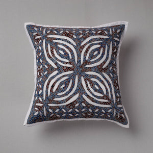 Blue - Cutwork Cotton Applique Cushion Cover (16 x 16 in)