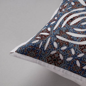 Blue - Cutwork Cotton Applique Cushion Cover (16 x 16 in)