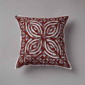 Brown - Cutwork Cotton Applique Cushion Cover (16 x 16 in)