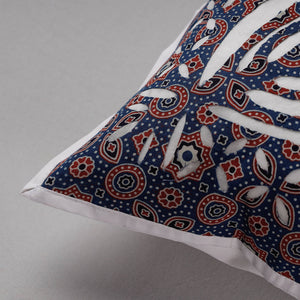 Blue - Cutwork Cotton Applique Cushion Cover (16 x 16 in)