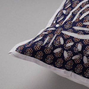 Blue - Cutwork Cotton Applique Cushion Cover (16 x 16 in)
