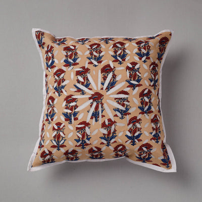 Brown - Cutwork Cotton Applique Cushion Cover (16 x 16 in)