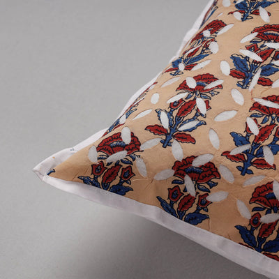Brown - Cutwork Cotton Applique Cushion Cover (16 x 16 in)