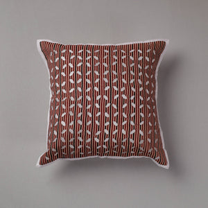 Brown - Cutwork Cotton Applique Cushion Cover (16 x 16 in)