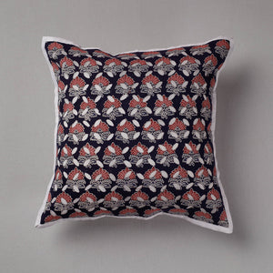 Black - Cutwork Cotton Applique Cushion Cover (16 x 16 in)