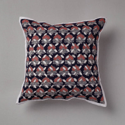 Black - Cutwork Cotton Applique Cushion Cover (16 x 16 in)