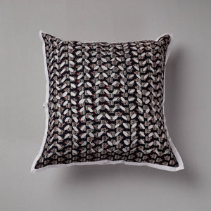 Black - Cutwork Cotton Applique Cushion Cover (16 x 16 in)