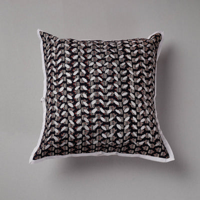 Black - Cutwork Cotton Applique Cushion Cover (16 x 16 in)