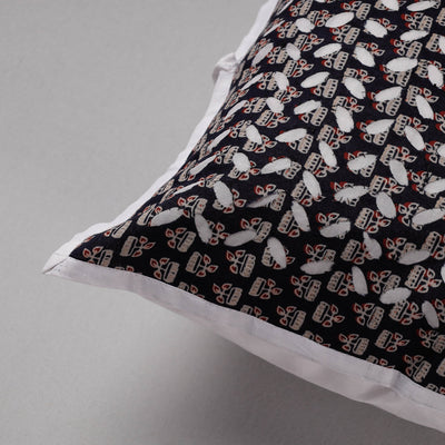 Black - Cutwork Cotton Applique Cushion Cover (16 x 16 in)