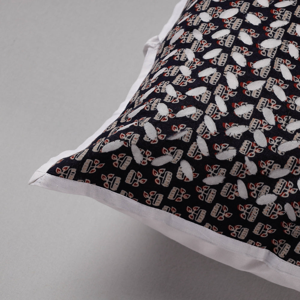 Black - Cutwork Cotton Applique Cushion Cover (16 x 16 in)