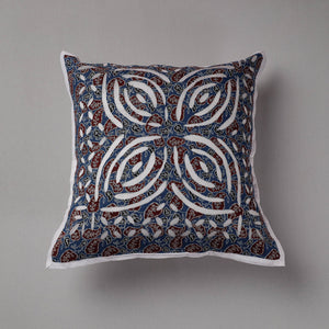 Blue - Cutwork Cotton Applique Cushion Cover (16 x 16 in)