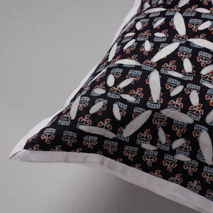 Black - Cutwork Cotton Applique Cushion Cover (16 x 16 in)