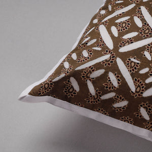 Brown - Cutwork Cotton Applique Cushion Cover (16 x 16 in)
