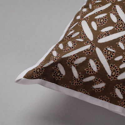 Brown - Cutwork Cotton Applique Cushion Cover (16 x 16 in)