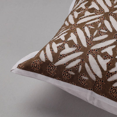 Brown - Cutwork Cotton Applique Cushion Cover (16 x 16 in)