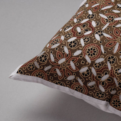 Brown - Cutwork Cotton Applique Cushion Cover (16 x 16 in)